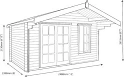 Shire Cannock 12x8 Toughened Glass Apex Tongue & Groove Wooden Cabin - Base Not Included -Garden & Outdoors shire cannock 12x8 toughened glass apex tongue groove wooden cabin base not included5019804311286 03t