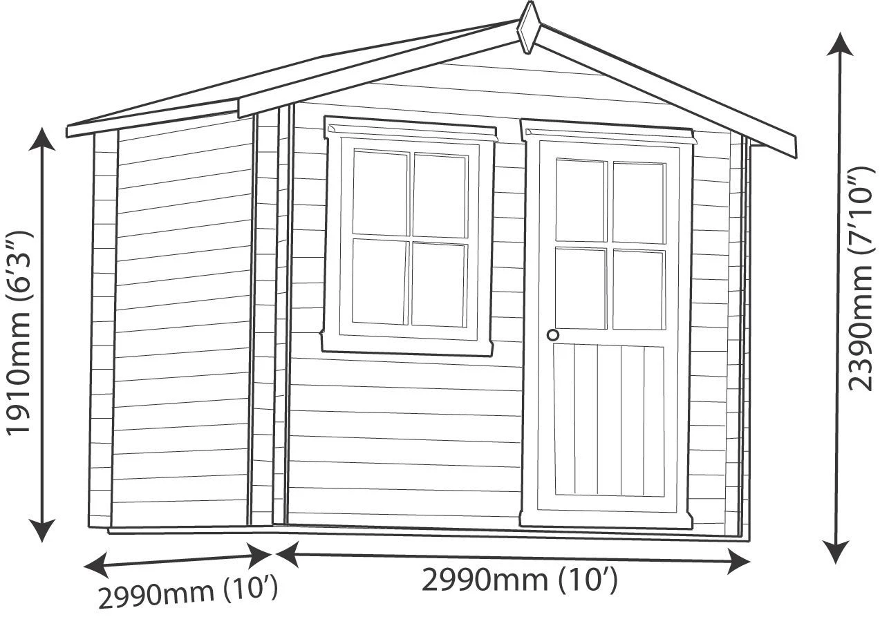 Shire Hartley 10x10 Apex Tongue & Groove Wooden Cabin (Base Included) - Assembly Service Included 9 Shire Hartley 10x10 Apex Tongue & Groove Wooden Cabin (Base Included) - Assembly Service Included - Image 9