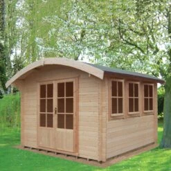 Shire Kilburn 10x14 Ft Toughened Glass Curved Tongue & Groove Wooden Cabin - Assembly Service Included