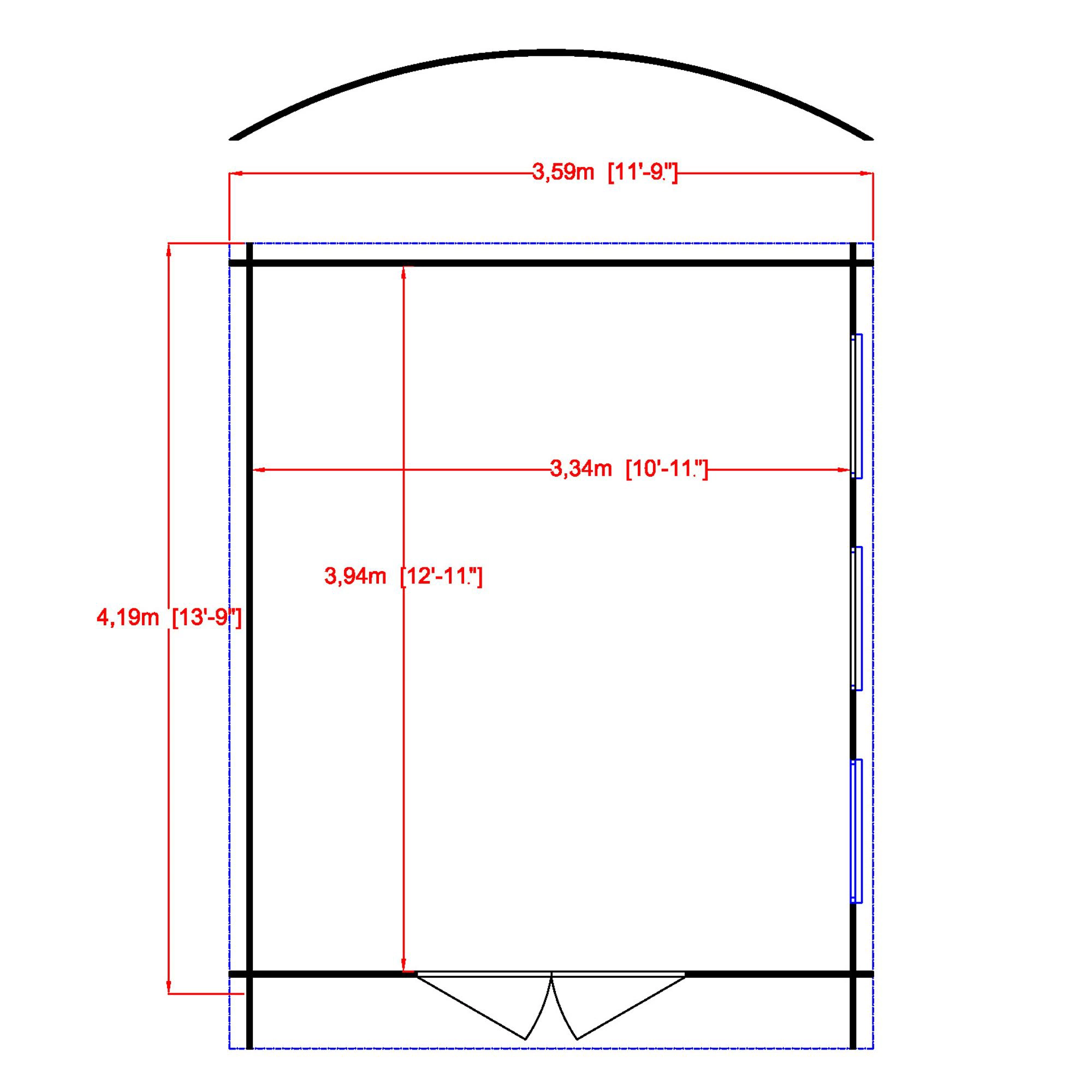 Shire Kilburn 12x14 Ft Toughened Glass Curved Tongue & Groove Wooden Cabin 2 Shire Kilburn 12x14 Ft Toughened Glass Curved Tongue & Groove Wooden Cabin - Image 2