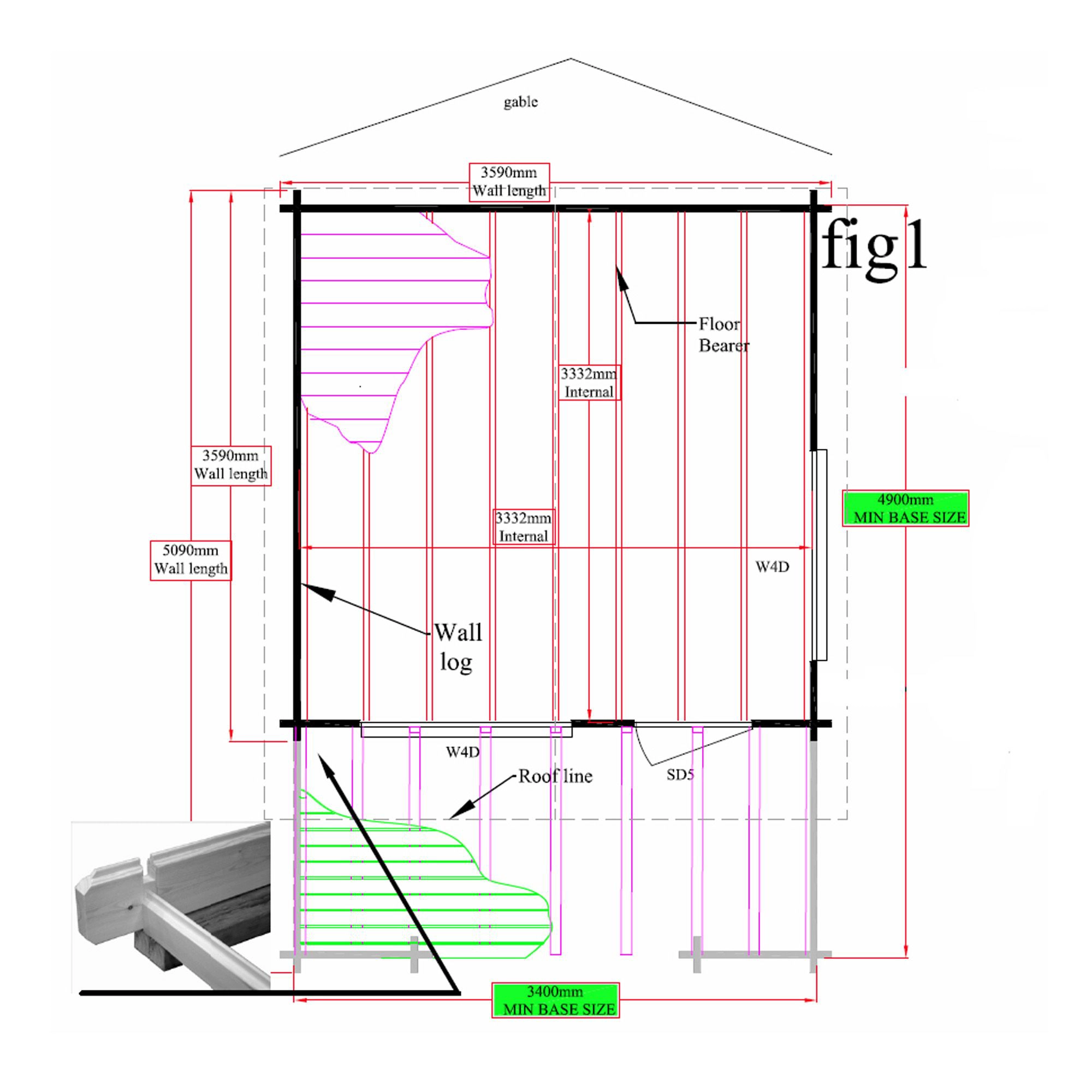 Shire Kinver 12x12 Ft Apex Tongue & Groove Wooden Cabin With Felt Tile Roof - Assembly Service Included 4 Shire Kinver 12x12 Ft Apex Tongue & Groove Wooden Cabin With Felt Tile Roof - Assembly Service Included - Image 4