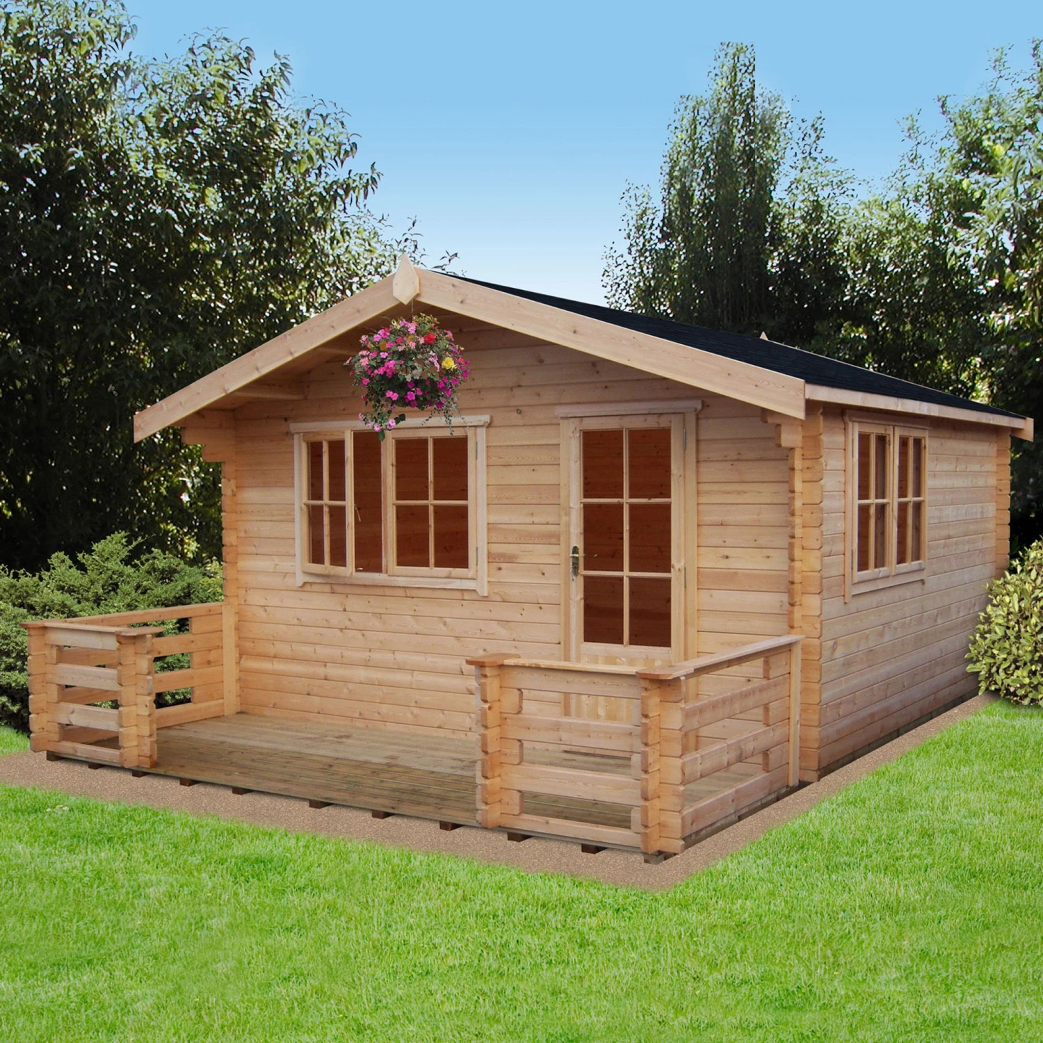 Shire Kinver 14x14 Ft Apex Tongue & Groove Wooden Cabin With Felt Tile Roof - Assembly Service Included 3 Shire Kinver 14x14 Ft Apex Tongue & Groove Wooden Cabin With Felt Tile Roof - Assembly Service Included - Image 3