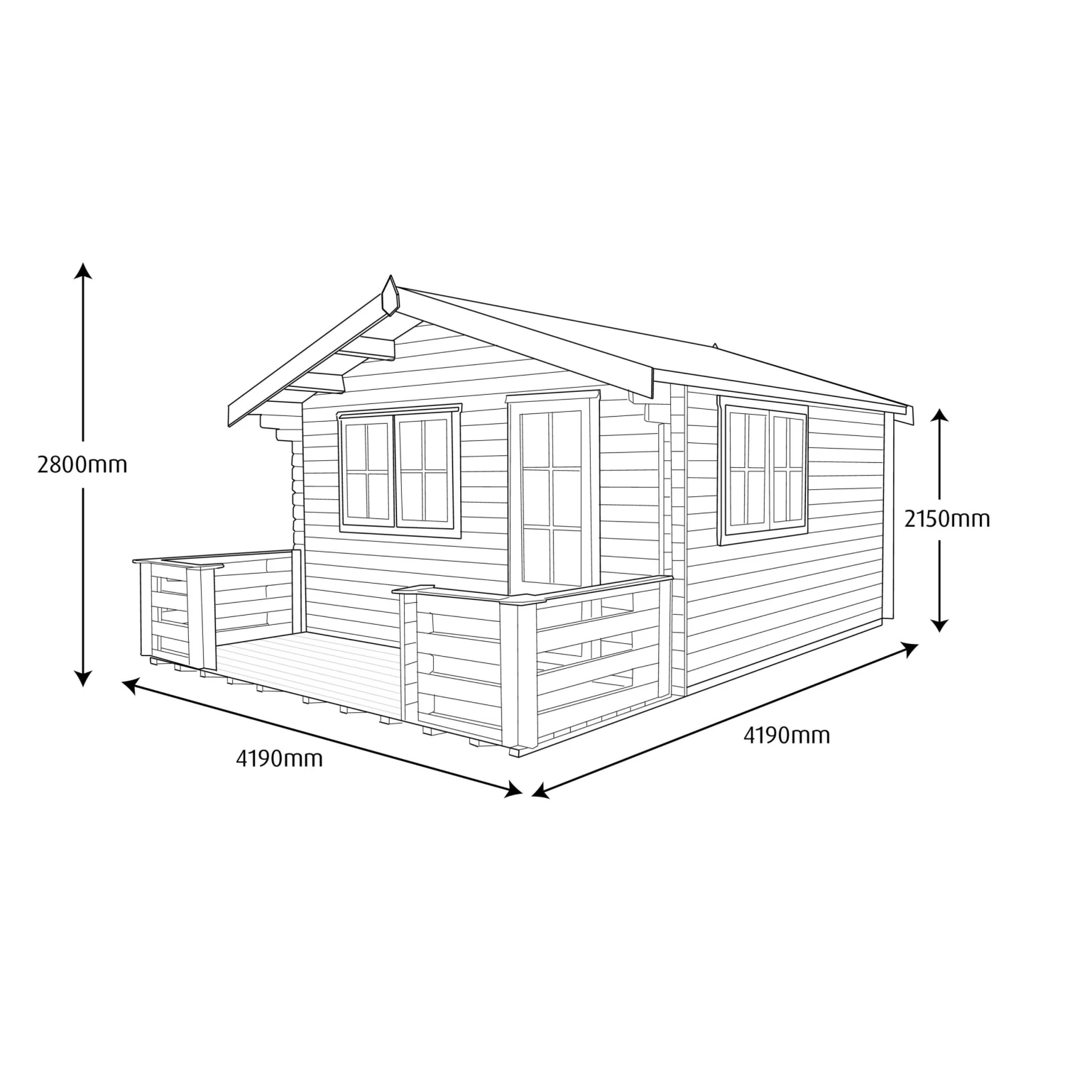 Shire Kinver 14x14 Ft Apex Tongue & Groove Wooden Cabin With Felt Tile Roof - Assembly Service Included 4 Shire Kinver 14x14 Ft Apex Tongue & Groove Wooden Cabin With Felt Tile Roof - Assembly Service Included - Image 4