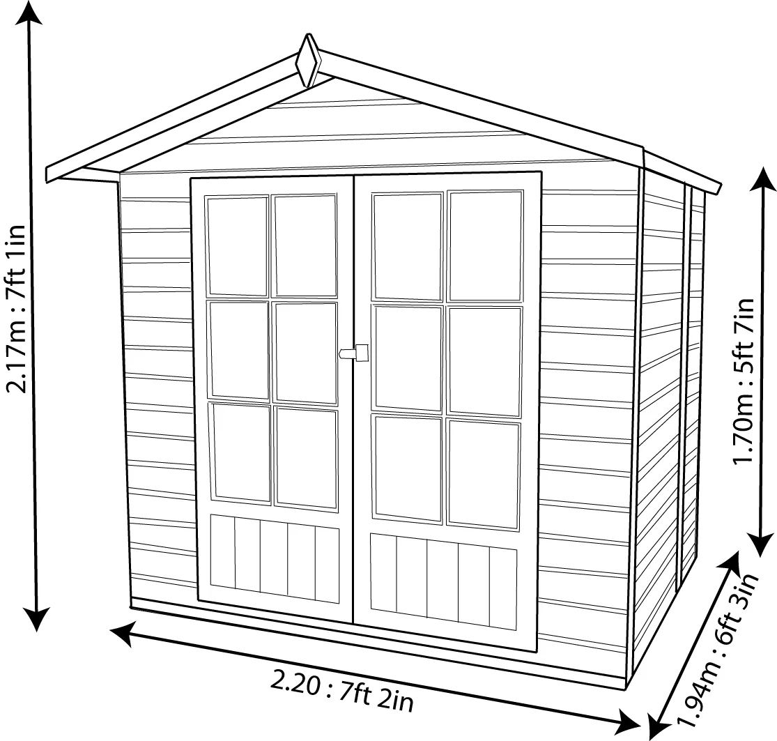 Shire Lumley 7x5 Glass Apex Shiplap Wooden Summer House - Base Not Included 8 Shire Lumley 7x5 Glass Apex Shiplap Wooden Summer House - Base Not Included - Image 8