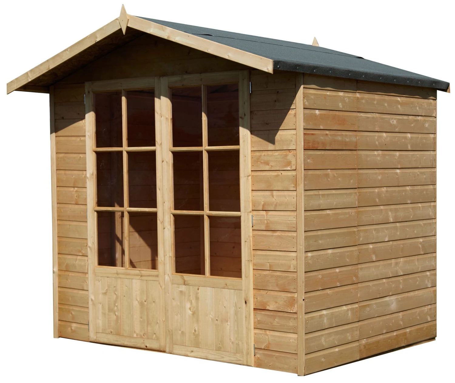 Shire Lumley 7x5 Toughened Glass Apex Shiplap Wooden Summer House - Base Included 1 Shire Lumley 7x5 Toughened Glass Apex Shiplap Wooden Summer House - Base Included