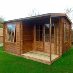 Shire Ringwood 12x15 Ft Toughened Glass Apex Tongue & Groove Wooden Cabin With Tile Roof - Assembly Service Included