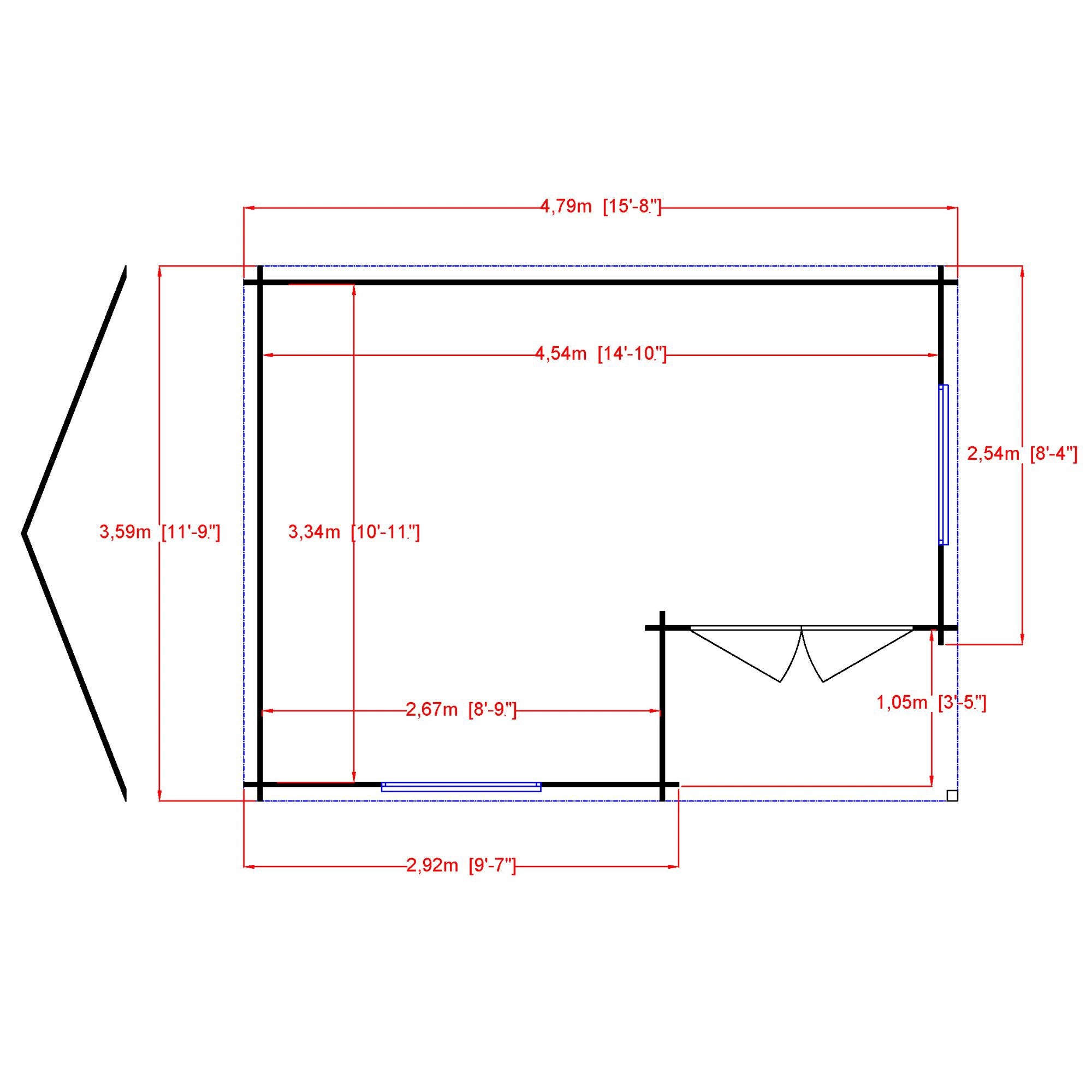 Shire Ringwood 12x16 Ft Toughened Glass Apex Tongue & Groove Wooden Cabin With Tile Roof 2 Shire Ringwood 12x16 Ft Toughened Glass Apex Tongue & Groove Wooden Cabin With Tile Roof - Image 2