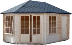 Shire Rowney 14x10 Glass Apex Tongue & Groove Wooden Cabin - Base Not Included