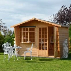 Shire Sandringham 10x6 Glass Apex Shiplap Wooden Summer House - Base Not Included -Garden & Outdoors shire sandringham 10x6 glass apex shiplap wooden summer house base not included5019804691487 01i bq