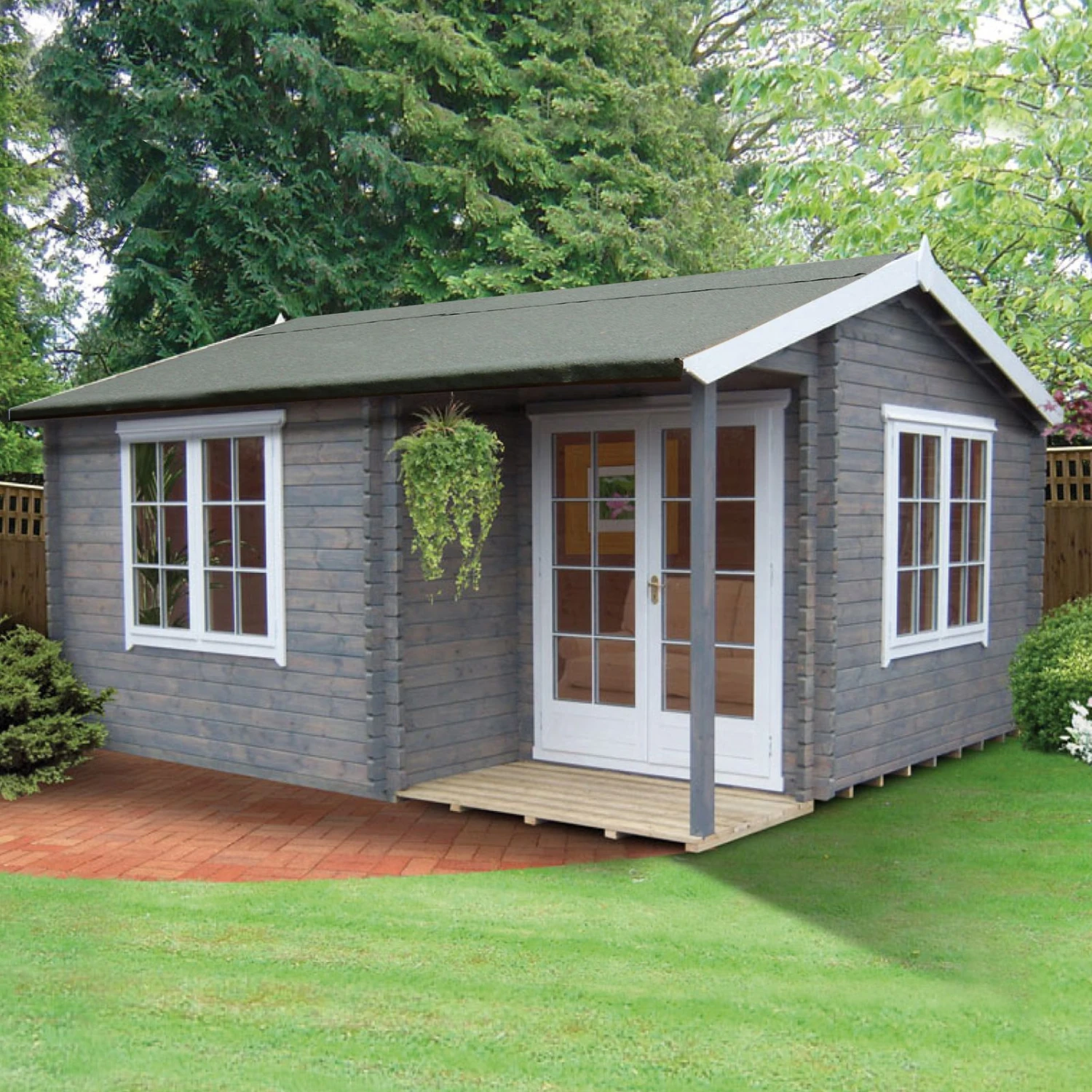 Shire Twyford 16x17 Toughened Glass Apex Tongue & Groove Wooden Cabin - Base Not Included 1 Shire Twyford 16x17 Toughened Glass Apex Tongue & Groove Wooden Cabin - Base Not Included