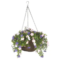 Smart Garden Pertunia Artificial Blue/ White Round Plastic Hanging Basket, 30cm