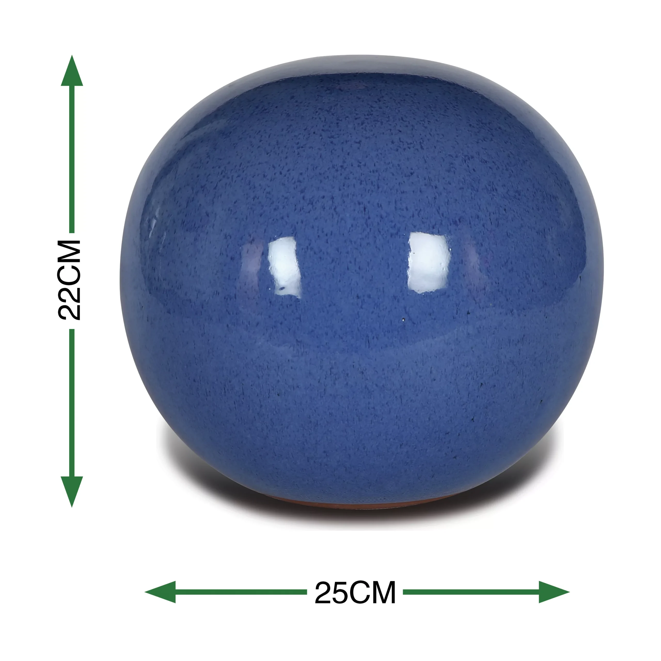 Terrastyle Blue Terracotta Sphere Garden Ornament (H)22cm 2 Terrastyle Blue Terracotta Sphere Garden Ornament (H)22cm - Image 2