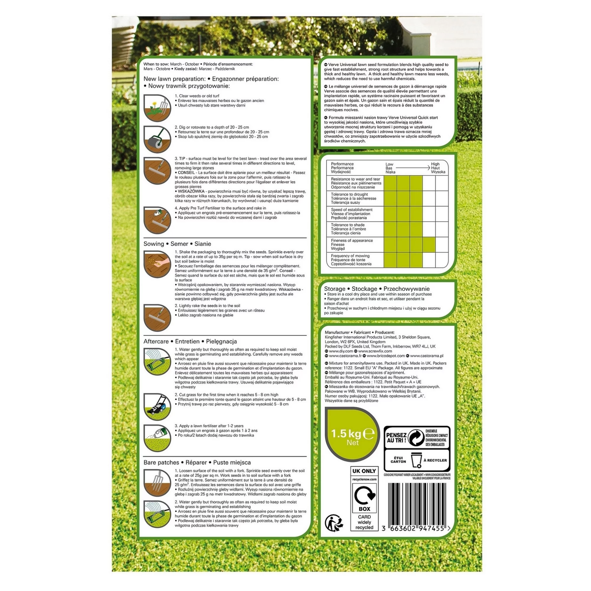 Verve Universal Grass Seeds, 1.5kg 2 Verve Universal Grass Seeds, 1.5kg - Image 2