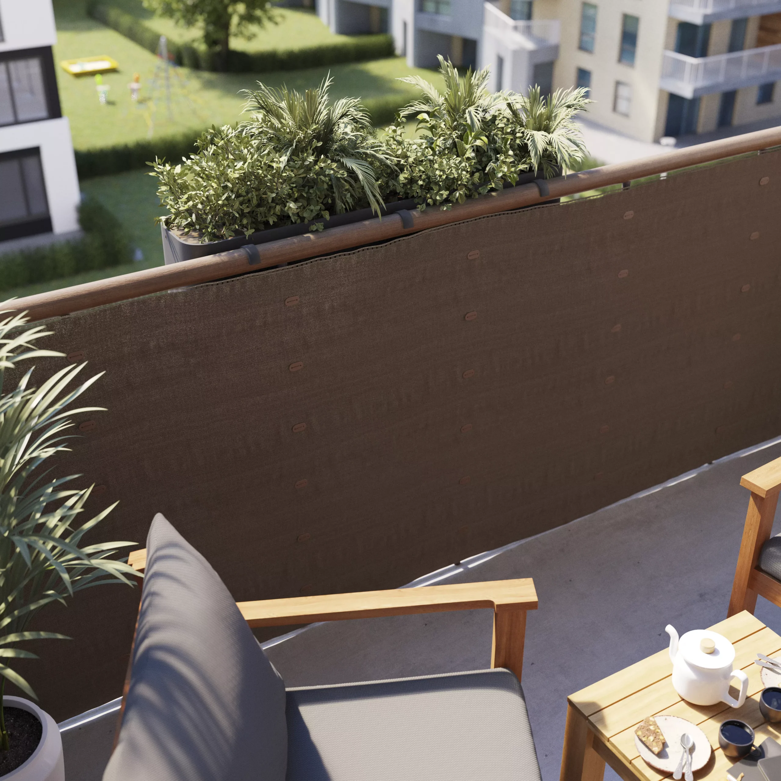 Woven Breeze Brown High-density Polyethylene (HDPE) & Woven Fibre Garden Screen (H)1m (W)3m 6 Woven Breeze Brown High-density Polyethylene (HDPE) & Woven Fibre Garden Screen (H)1m (W)3m - Image 6